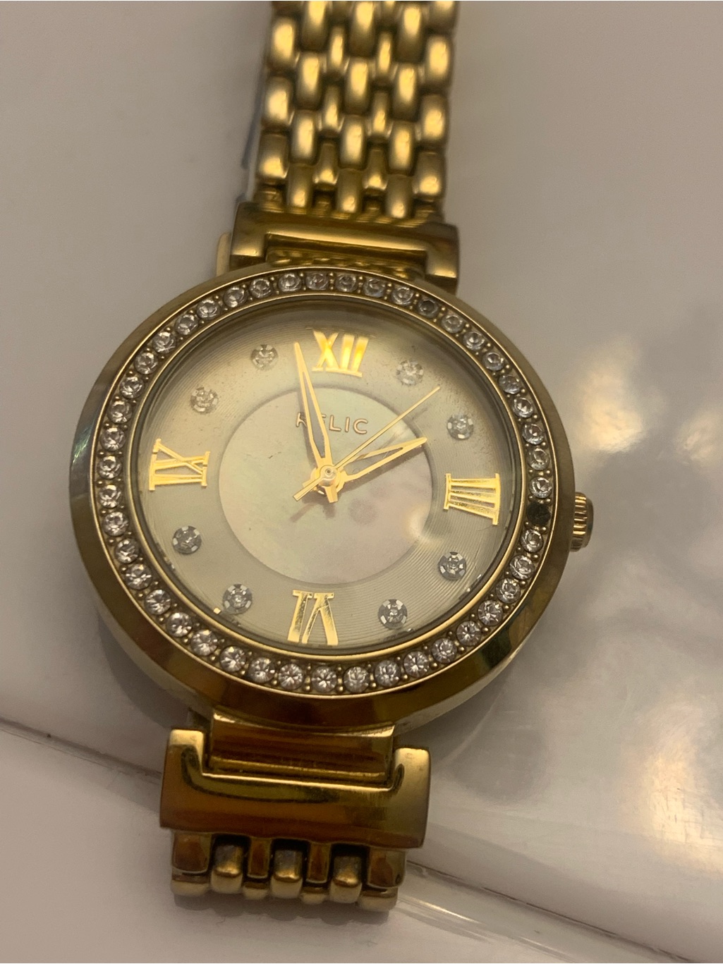 Relic Gold Crystal-Trim Women's Bracelet Watch